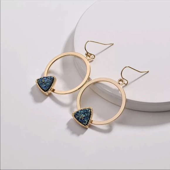 NEW ♡ BLUE Druzy Drop Earrings - Picture 6 of 6